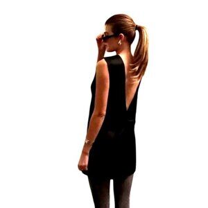Black Satin Mini Dress Size S Very Low Back Day Dreamer Backless Mermaid Way